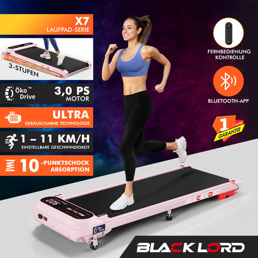 BLACK LORD Laufband Elektrisch Laufmatte  Neigung Stoßdämpfer Fitnessstudio, Rosa
