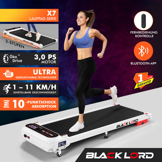 BLACK LORD Laufband Elektrisch Laufmatte  Neigung Stoßdämpfer Fitnessstudio, Weiß
