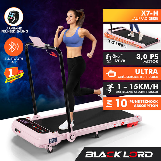 BLACK LORD Laufband Elektrisch Laufmatte  Neigung Stoßdämpfer Faltbar Rosa