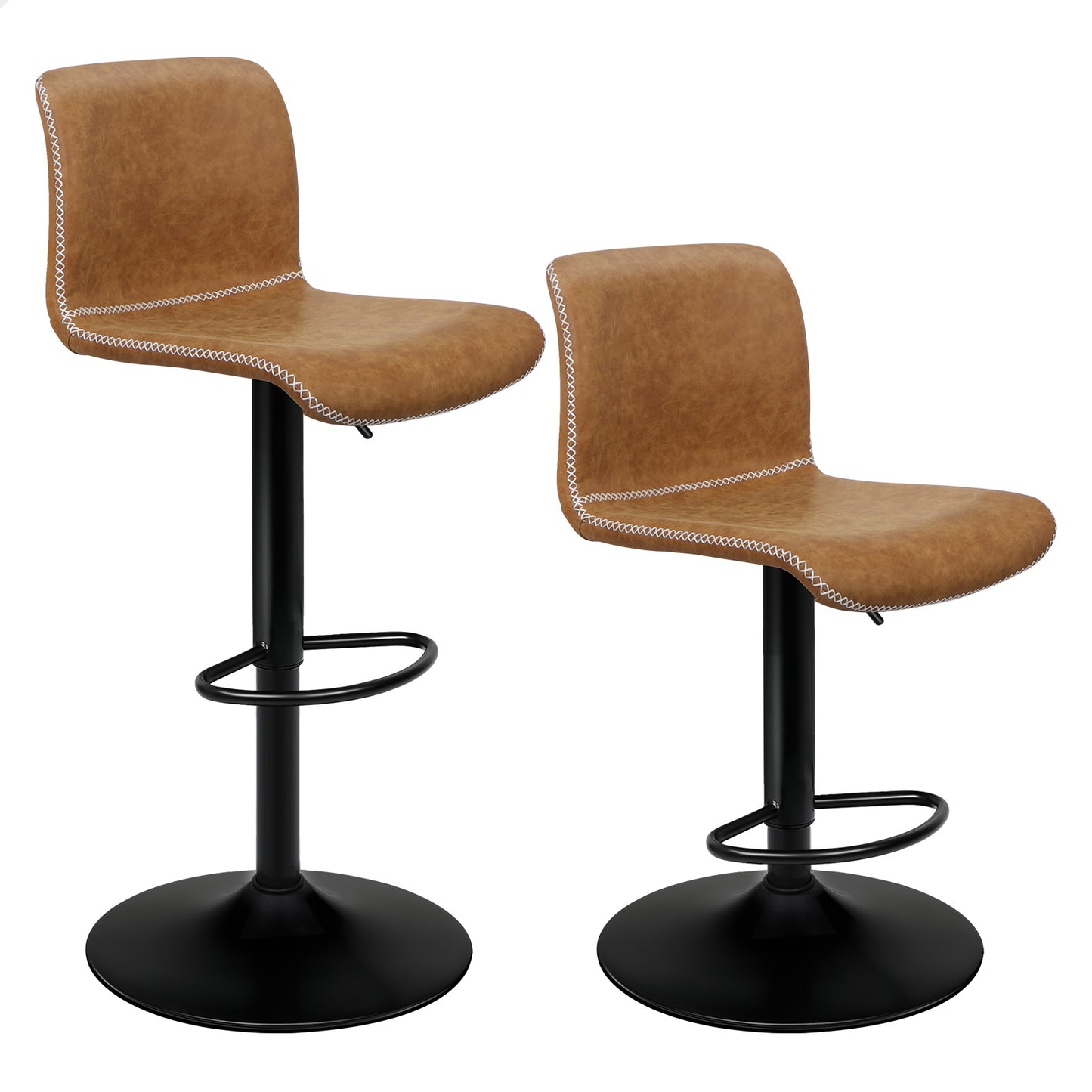ALFORDSON 2 taburetes de bar Remy, silla de cocina con resorte de gas, silla giratoria de tela vintage, color negro