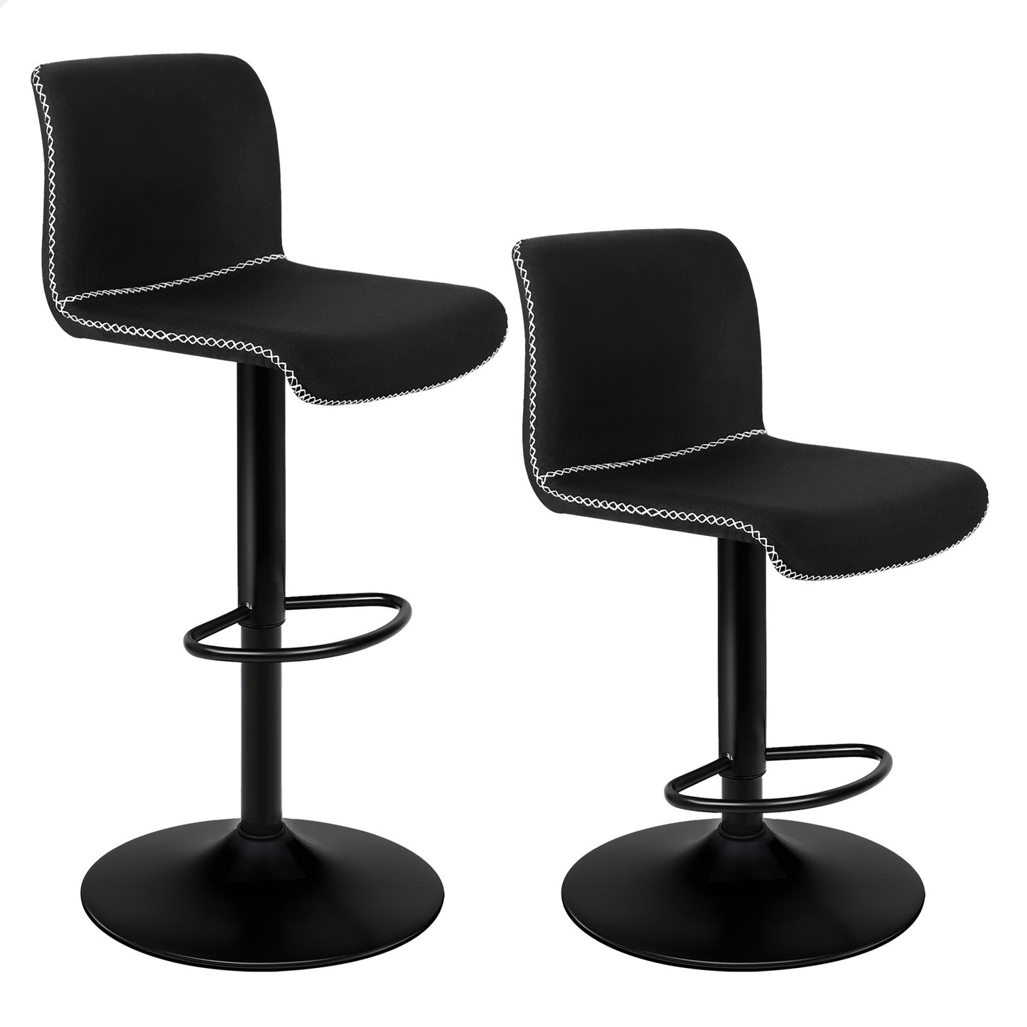 ALFORDSON 2 taburetes de bar Remy, silla de cocina con resorte de gas, silla giratoria de tela vintage, color negro