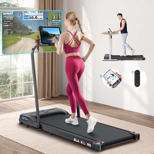 BLACK LORD Laufband Elektrisch Laufkissen Zuhause Büro Fitnessstudio Faltbar, mit Griff, Schwarz