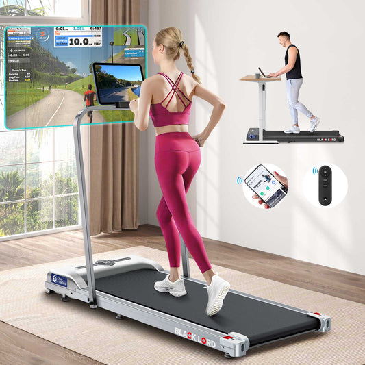 BLACK LORD Laufband Elektrisch Laufkissen Zuhause Büro Fitnessstudio Faltbar, mit Griff, Silber