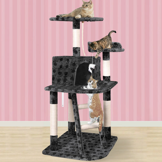Kratzbaum, 3-Plattform, grau, 120 cm