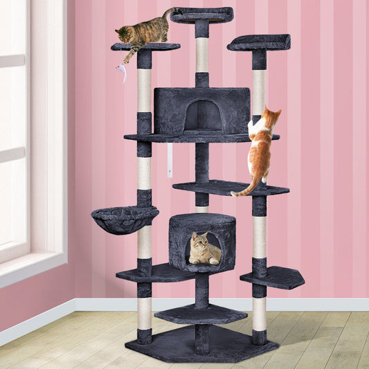 Kratzbaum mit Anti-Kipp-Set – Grau, 202 cm