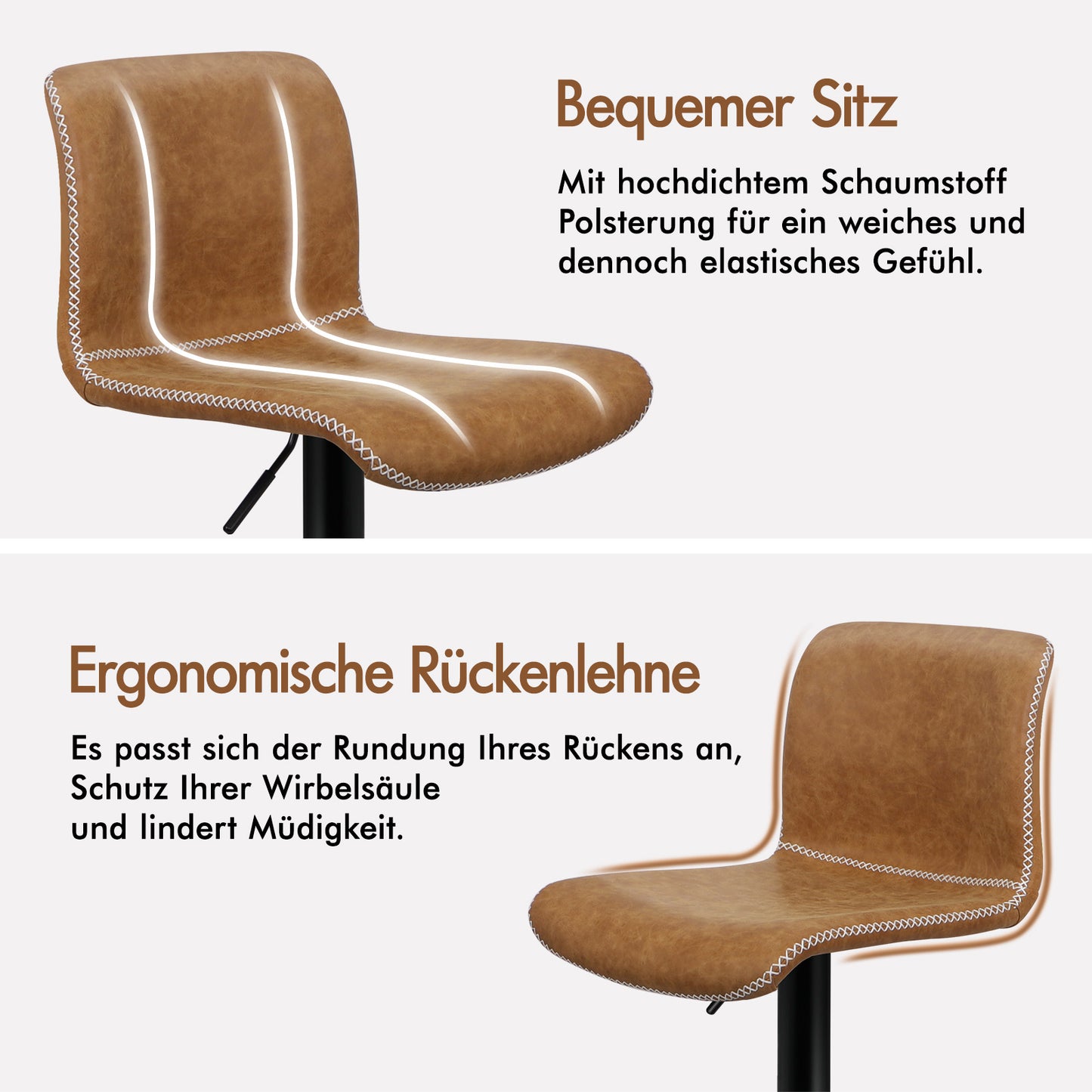 ALFORDSON 2x Barhocker Remy Küchenstuhl Gasdruckfeder Drehstuhl Vintage Leder, Braun