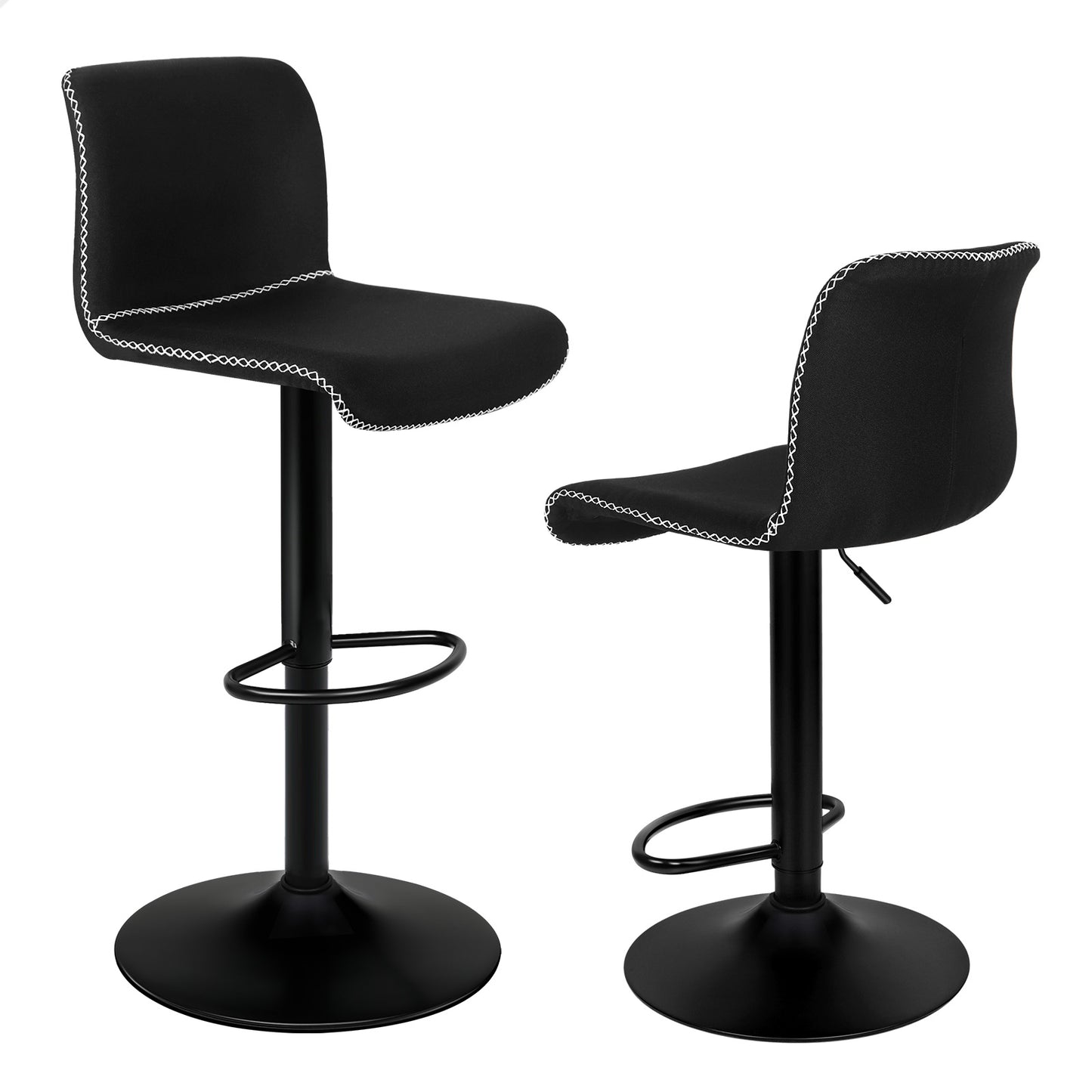 ALFORDSON 2 taburetes de bar Remy, silla de cocina con resorte de gas, silla giratoria de tela vintage, color negro