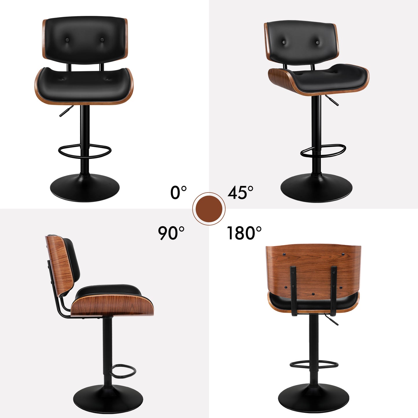 ALFORDSON 1x Barhocker Küchendrehstuhl Holz Leder Gasdruckfeder Kayla