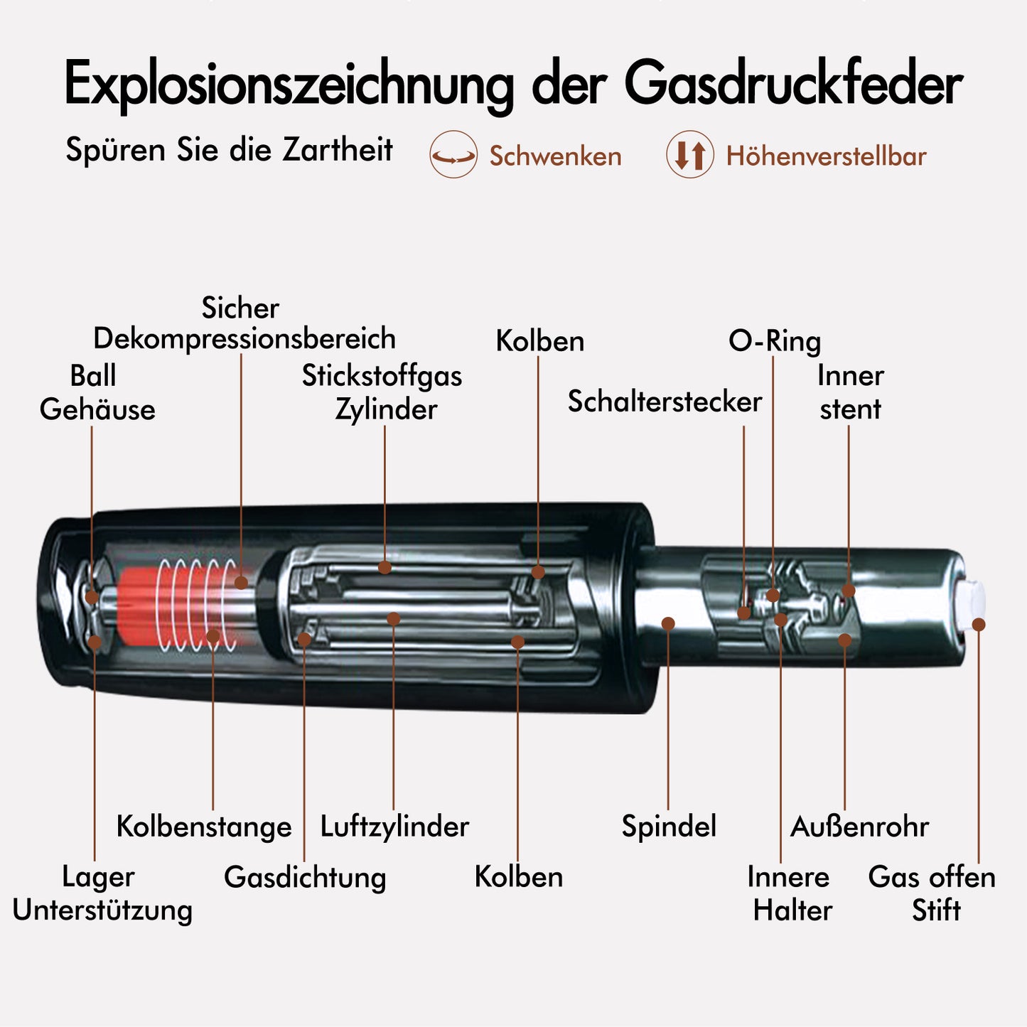 ALFORDSON 1x Barhocker Küchendrehstuhl Holz Leder Gasdruckfeder Kayla