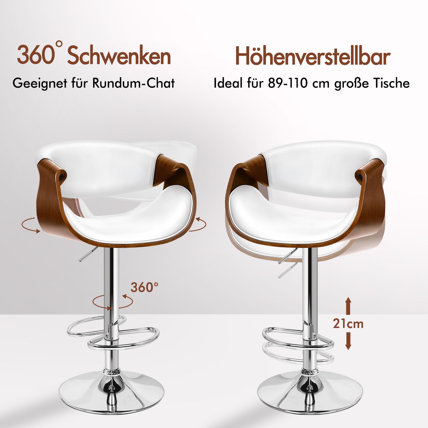 ALFORDSON 1x Barhocker Küchenstuhl Drehstuhl Holz Leder Trice Weiß