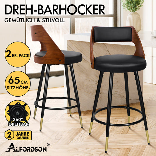 ALFORDSON 2x Drehbar Barhocker Morgan Küche Holz Esstisch Stuhl Schwarz