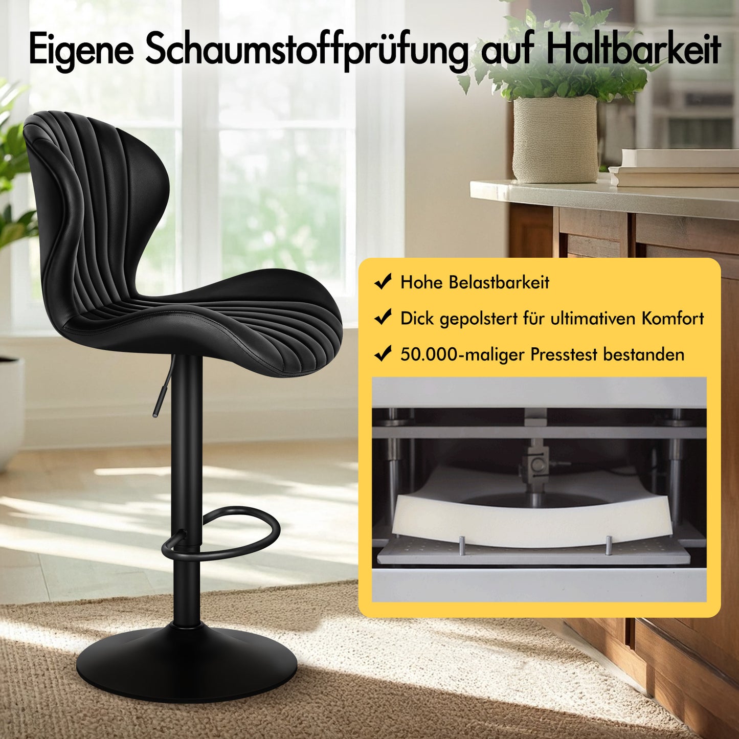 ALFORDSON 2x  Barhocker Gaslift Leder Barstühle Küche Drehbar Stella BLACK