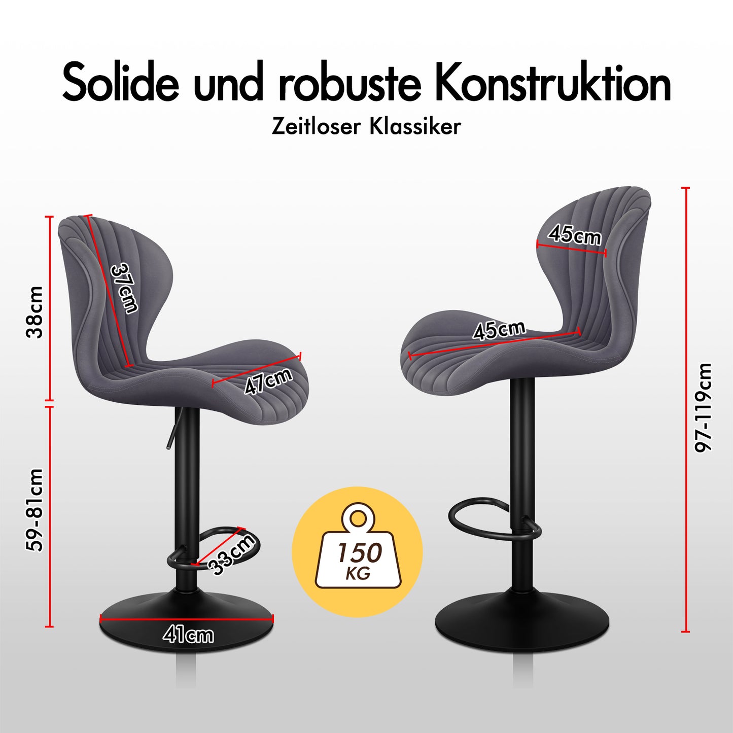 ALFORDSON 2x Barhocker Stella Küche Drehbar Dining Stühle Gaslift