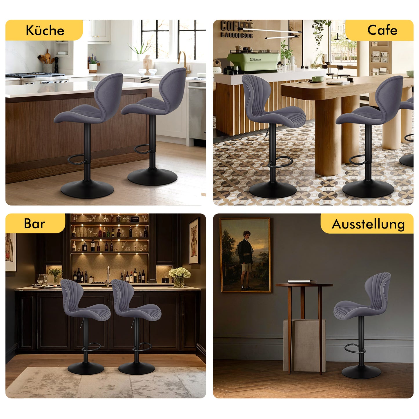 ALFORDSON 2x Barhocker Stella Küche Drehbar Dining Stühle Gaslift