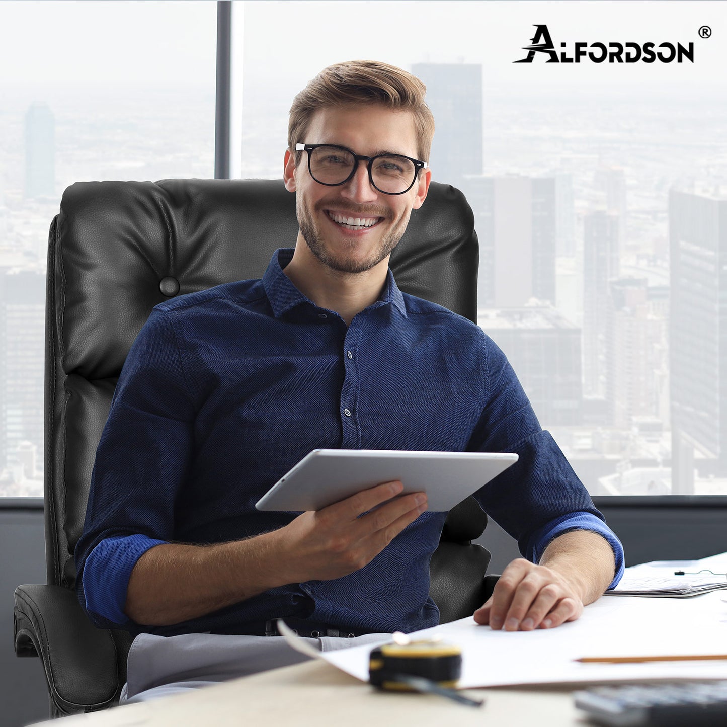 ALFORDSON Bürostuhl Exekutive Computer PU Leder Sitz Arbeit Recliner Gaming