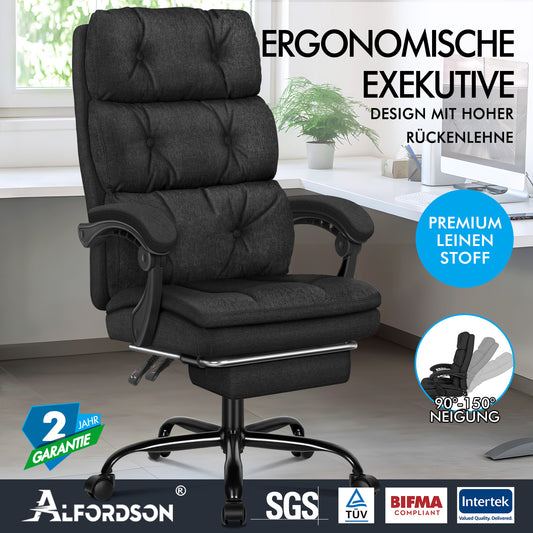 ALFORDSON Bürostuhl Exekutive Computer Stoffsitz Liegestuhl Gaming Schwarz