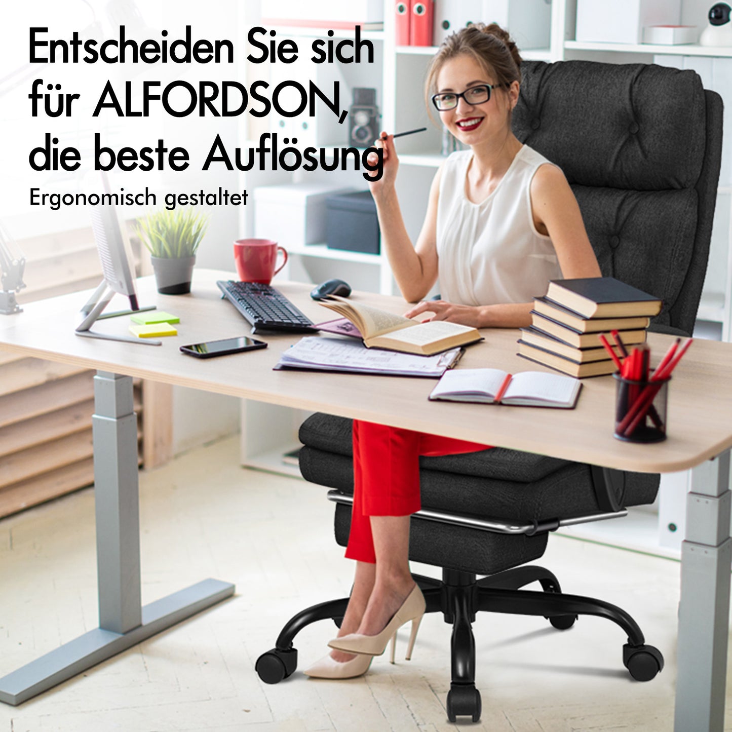 ALFORDSON Bürostuhl Executive Computer Stoff Sitz Racing Arbeit Recliner
