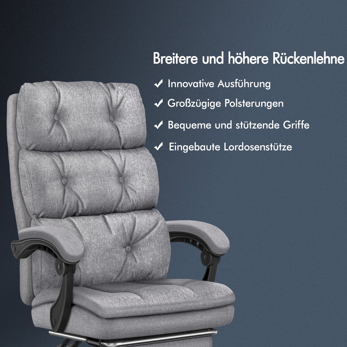 ALFORDSON Bürostuhl Exekutive Computer Stoffsitz Liegestuhl Gaming Grau