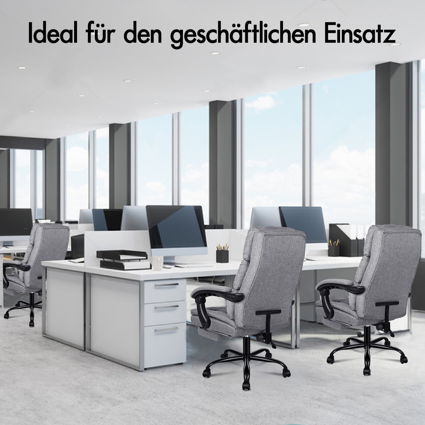 ALFORDSON Bürostuhl Exekutive Computer Stoffsitz Liegestuhl Gaming Grau