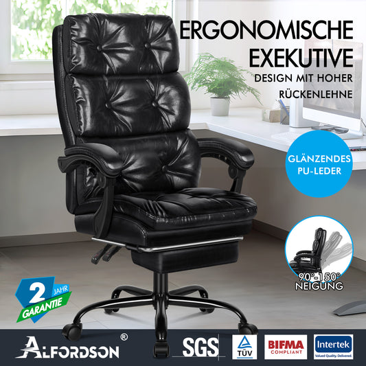 ALFORDSON Bürostuhl Exekutive Computer PU Leder Sitz Arbeit Recliner Gaming