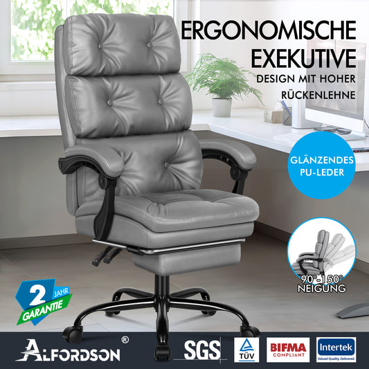 ALFORDSON Bürostuhl Exekutive Computer PU Leder Sitz Arbeit Recliner Gaming