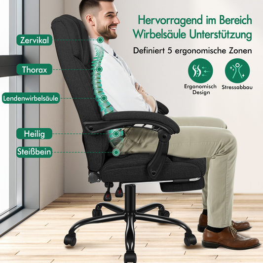 ALFORDSON Bürostuhl Exekutive Computer Spielen Stoffsitz Liegestuhl Schwarz