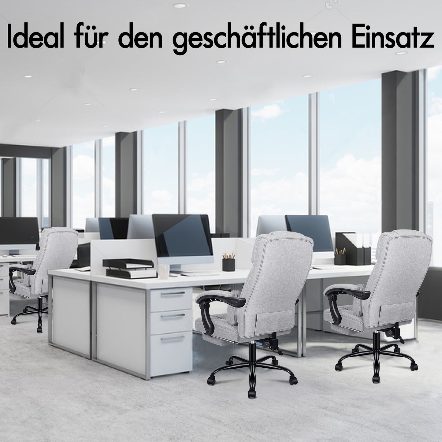 ALFORDSON Bürostuhl Exekutive Computer Spielen Stoffsitz Liegestuhl Grau