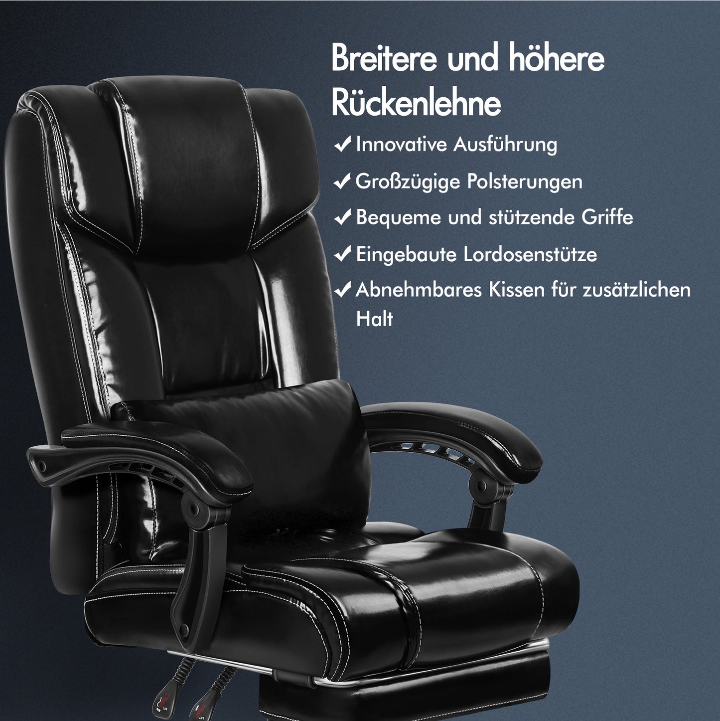 ALFORDSON Bürostuhl Exekutive Computer Spielen PU-Ledersitz Recliner Schwarz