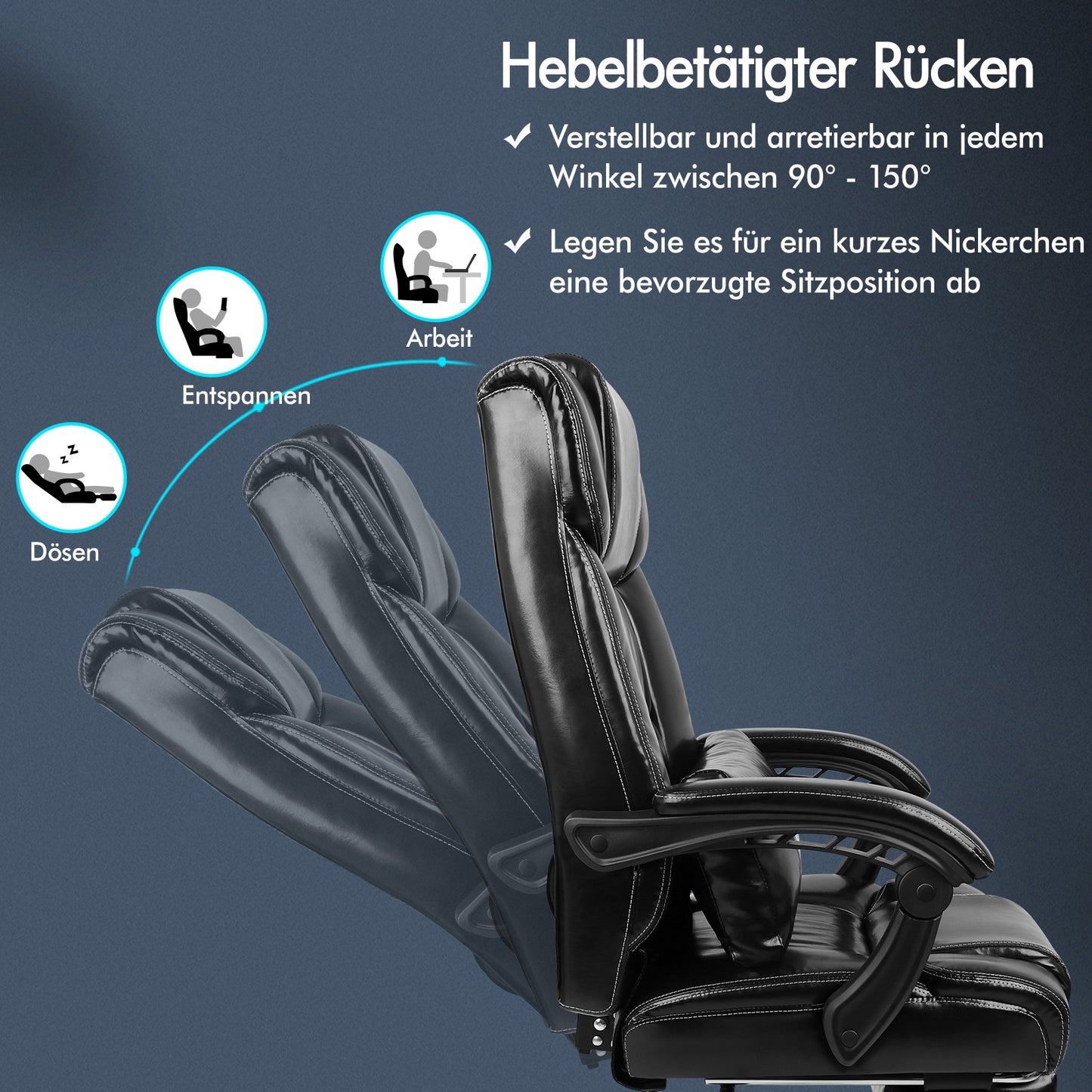 ALFORDSON Bürostuhl Exekutive Computer Spielen PU-Ledersitz Recliner Schwarz