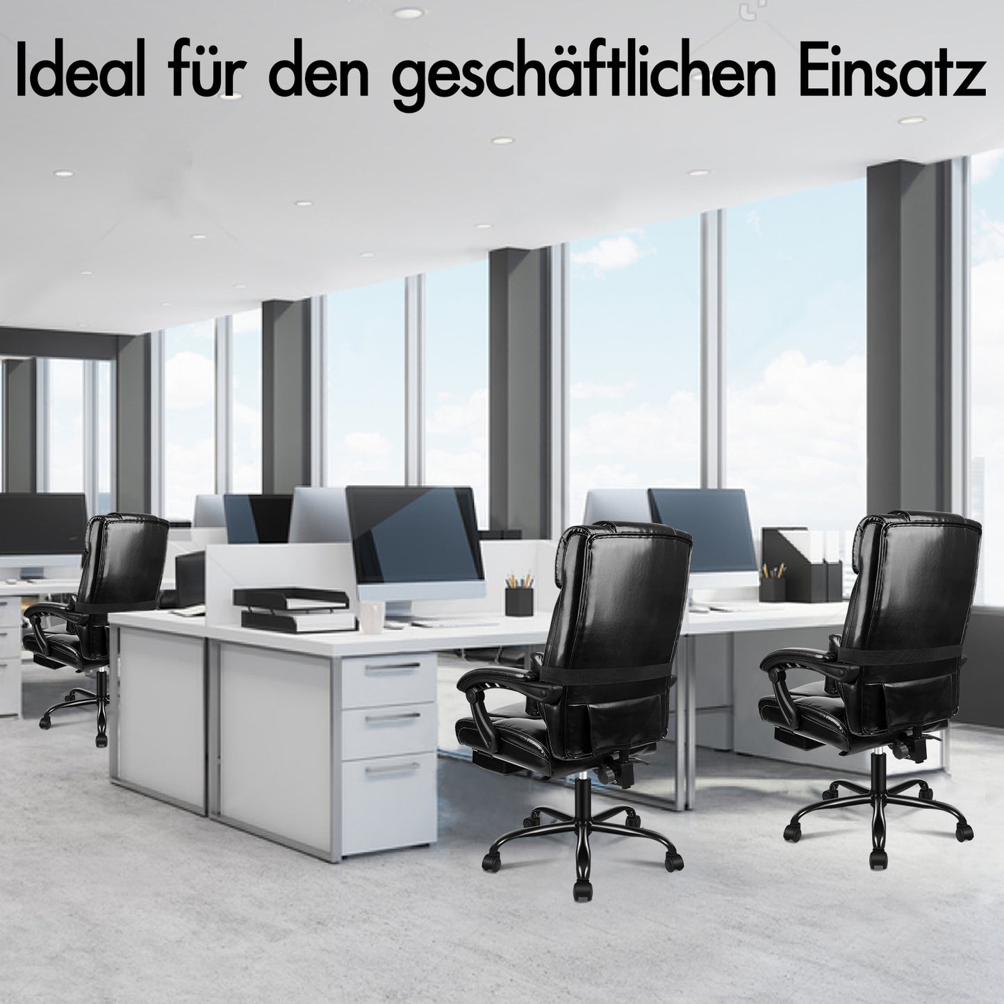 ALFORDSON Bürostuhl Exekutive Computer Spielen PU-Ledersitz Recliner Schwarz