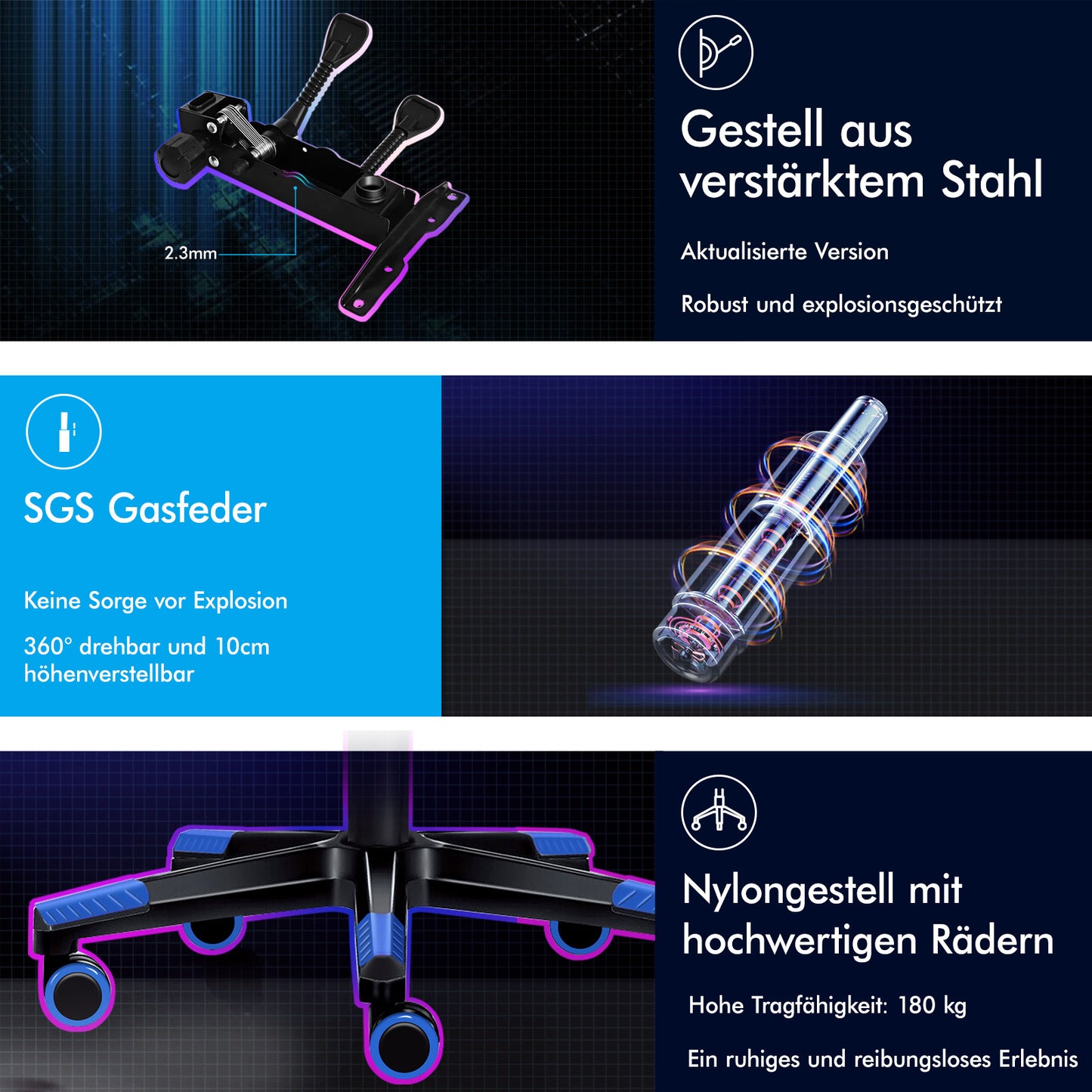 ALFORDSON Gaming-Stuhl Bürostuhl Dicke Polsterung Fußstütze Exekutive Racing