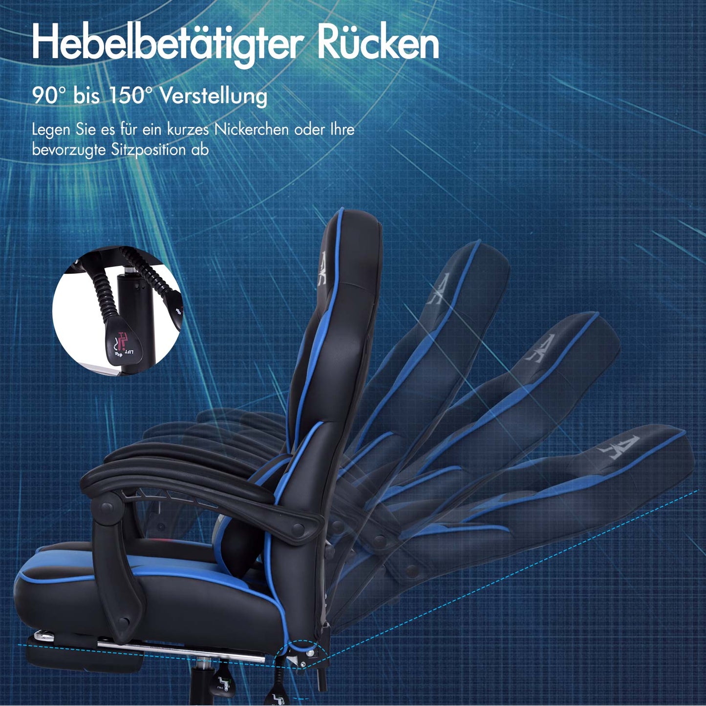 ALFORDSON Gaming-Stuhl Bürostuhl Dicke Polsterung Fußstütze Exekutive Racing