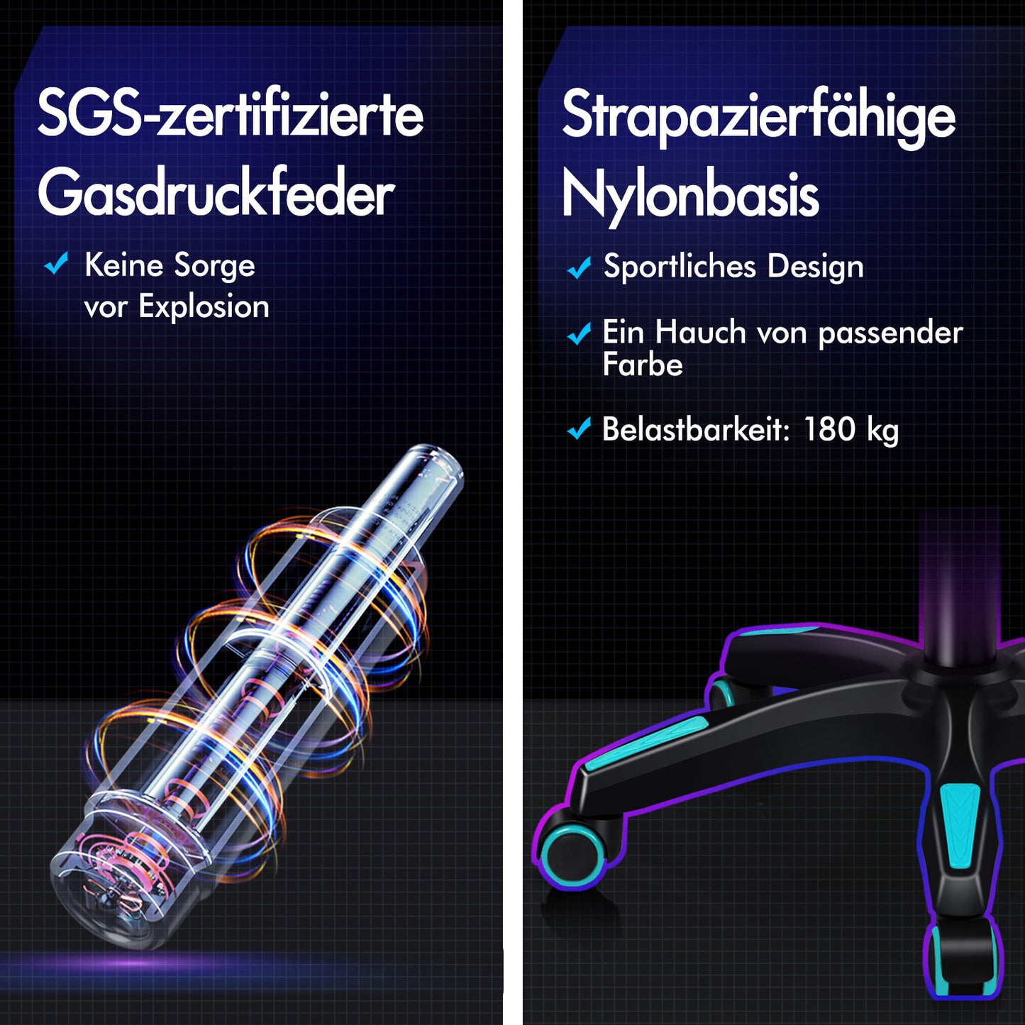 ALFORDSON Gaming Stuhl mit 2-Punkt Massage Bürostuhl mit Fußstütze Cyan & Schwarz