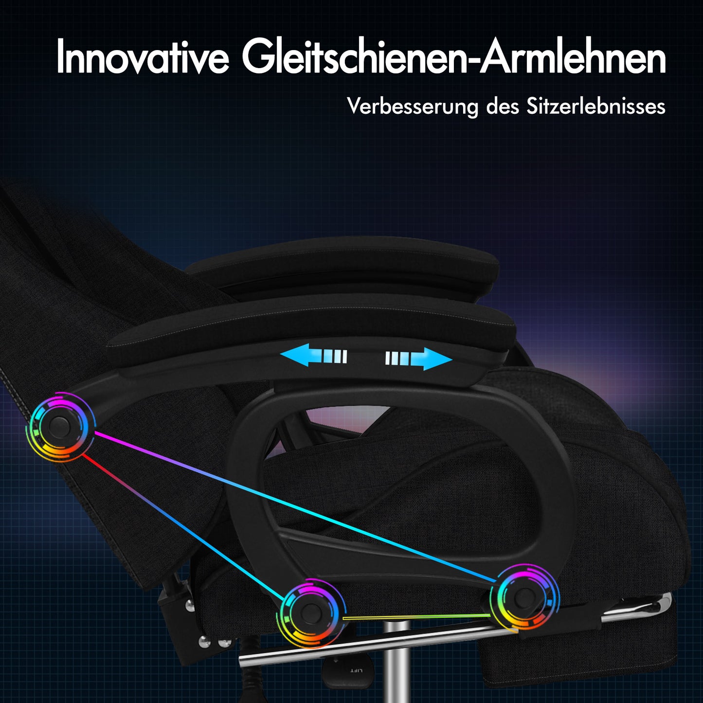 ALFORDSON Gaming Stuhl Büro Massage Computer Racing Stoff Sitz Fußstütze Schwarz