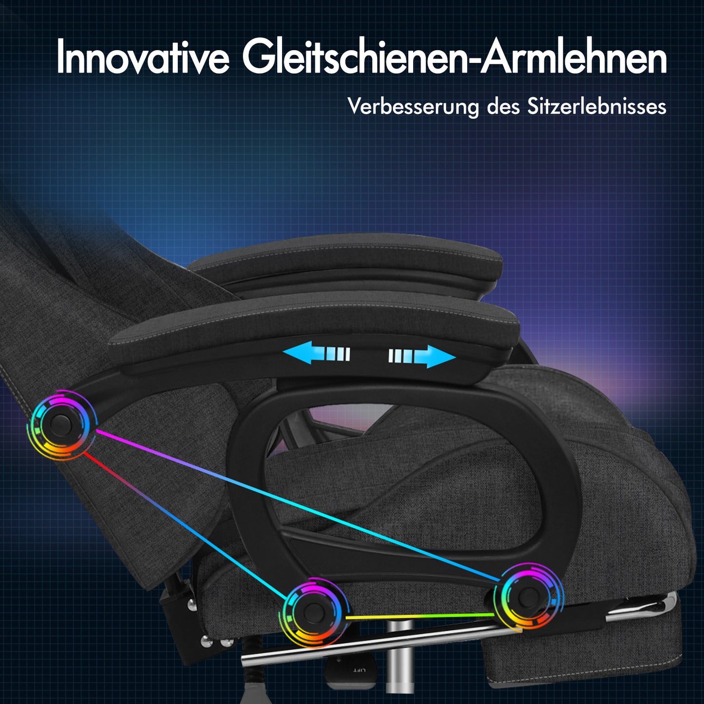ALFORDSON Gaming-Stuhl Büro Massage Computer Stoff Rennsitz Fußstütze Grau