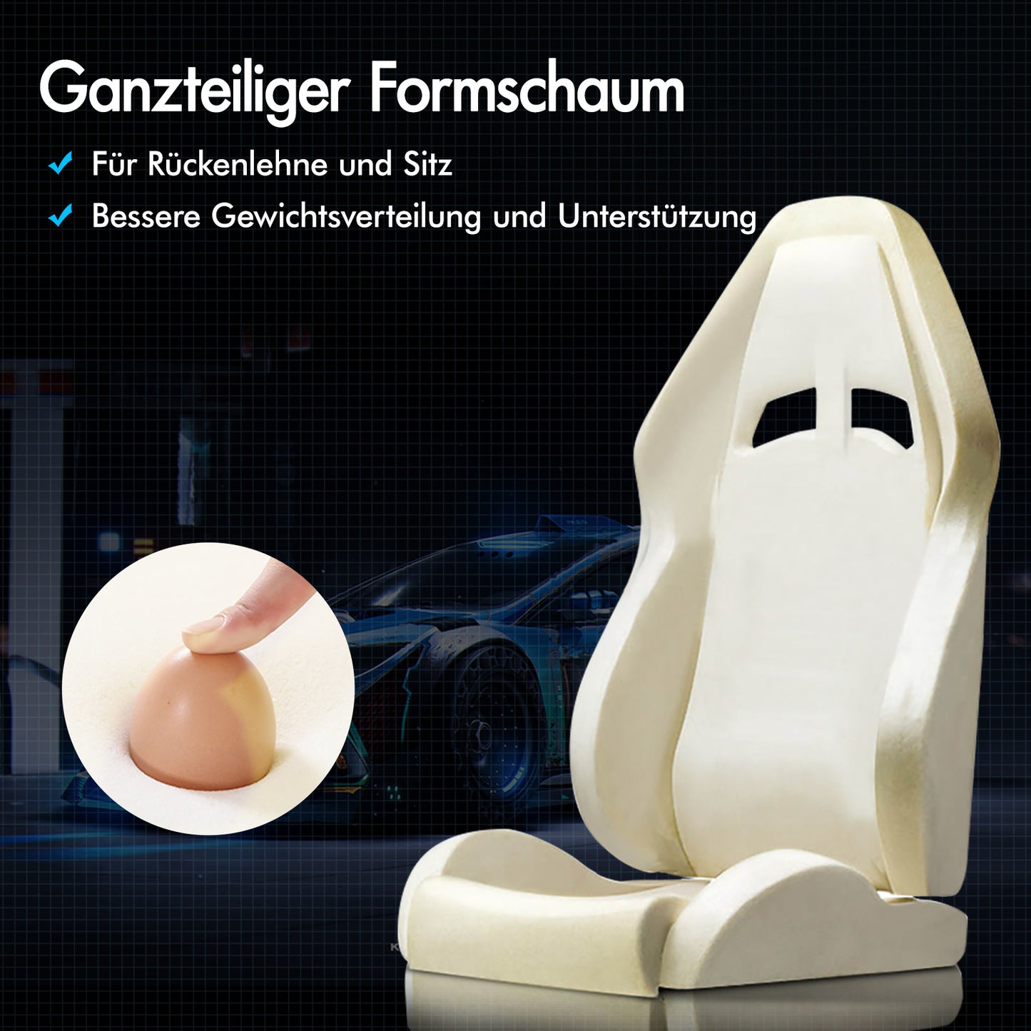 ALFORDSON Gaming-Stuhl Büro Massage Computer Stoff Rennsitz Fußstütze Grau
