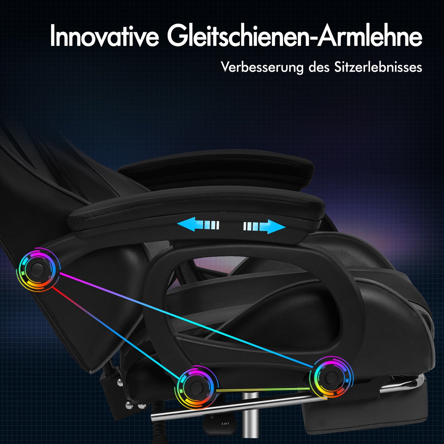 ALFORDSON Gaming Stuhl mit 2-Punkt Massage Bürostuhl mit Fußstütze Grau & Schwarz