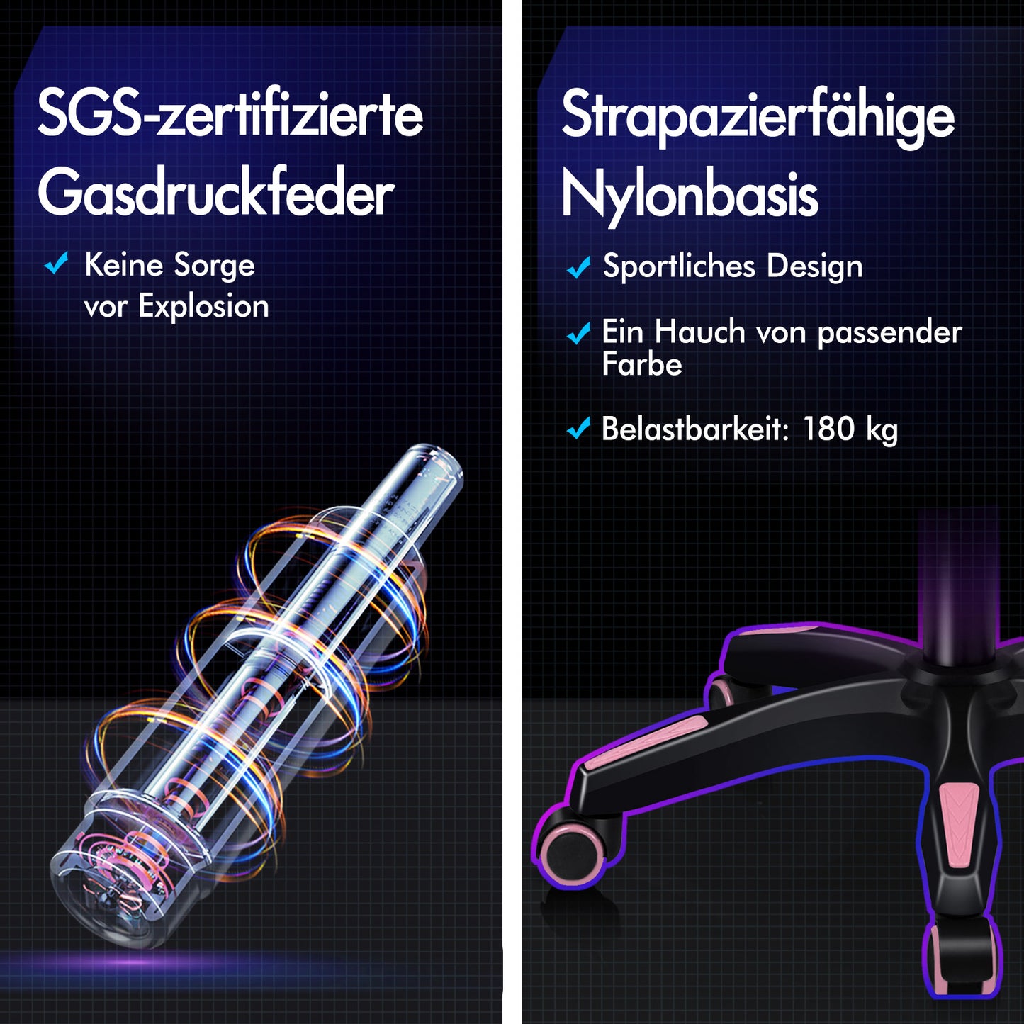 ALFORDSON Gaming Stuhl mit 2-Punkt Massage Bürostuhl mit Fußstütze Rosa & Weiß