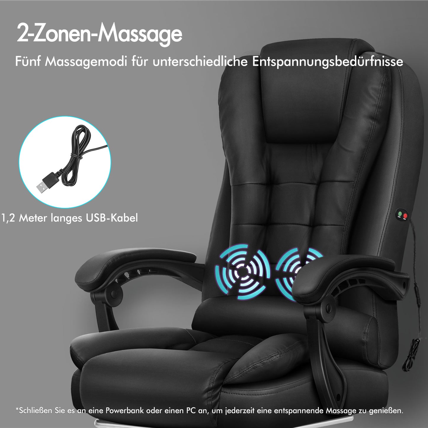 ALFORDSON Massage-Bürostuhl Gaming-Stuhl Executive-Sitz PU-Leder Computer Racer, Schwarz