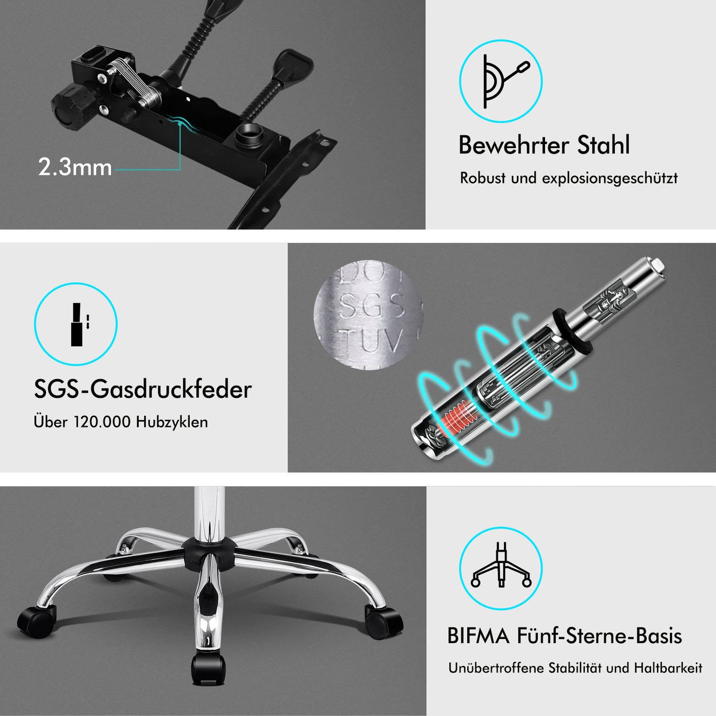 ALFORDSON Massage-Bürostuhl Gaming-Stuhl Executive-Sitz PU-Leder Computer Racer, Schwarz