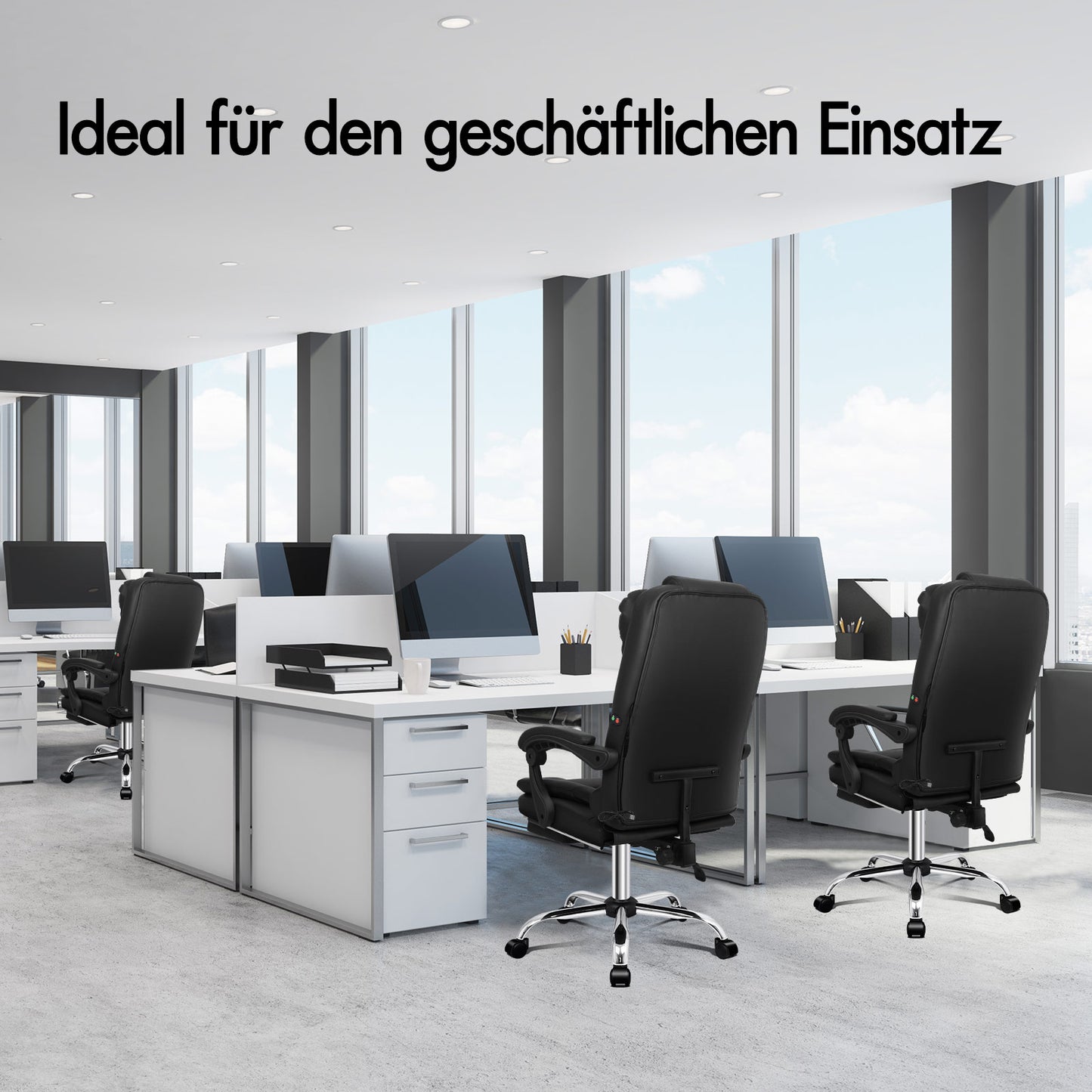 ALFORDSON Massage-Bürostuhl Gaming-Stuhl Executive-Sitz PU-Leder Computer Racer, Schwarz