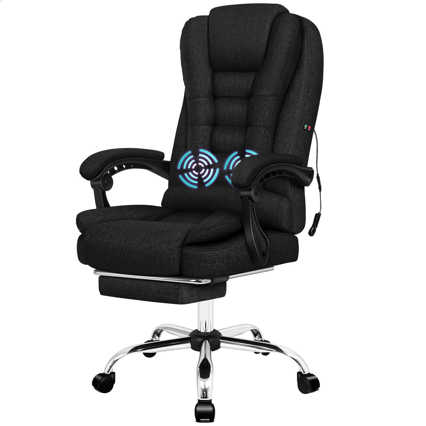 ALFORDSON Massage Bürostuhl Executive Sitz Stoff Gaming Computer Racer, Schwarz