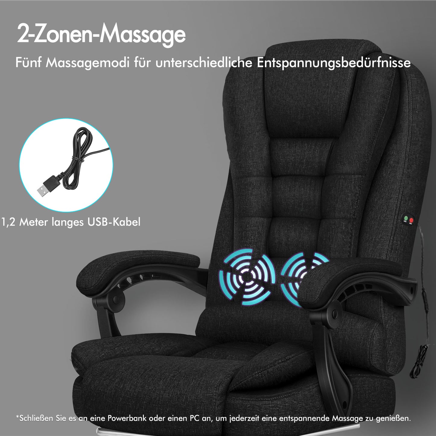 ALFORDSON Massage Bürostuhl Executive Sitz Stoff Gaming Computer Racer, Schwarz