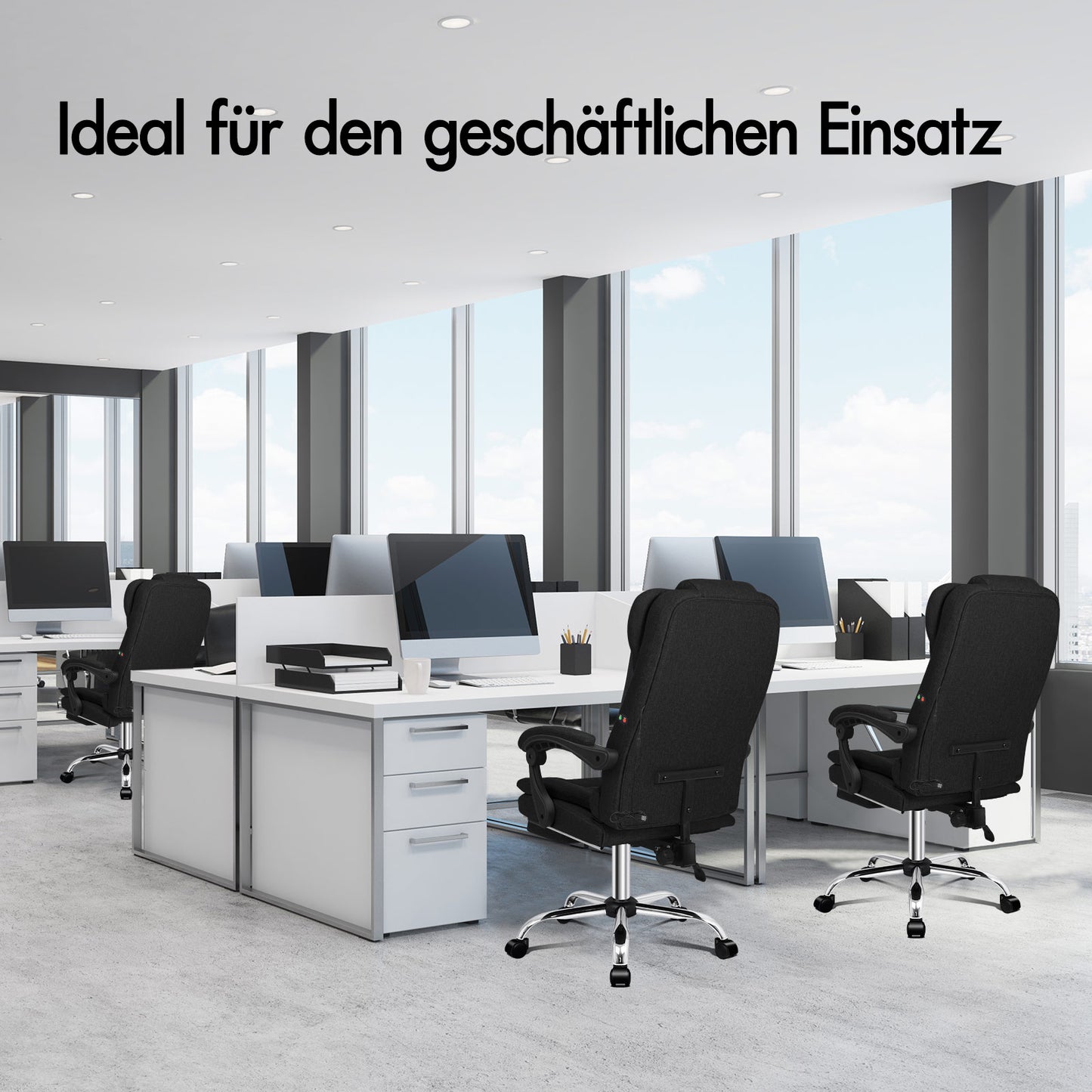 ALFORDSON Massage Bürostuhl Executive Sitz Stoff Gaming Computer Racer, Schwarz