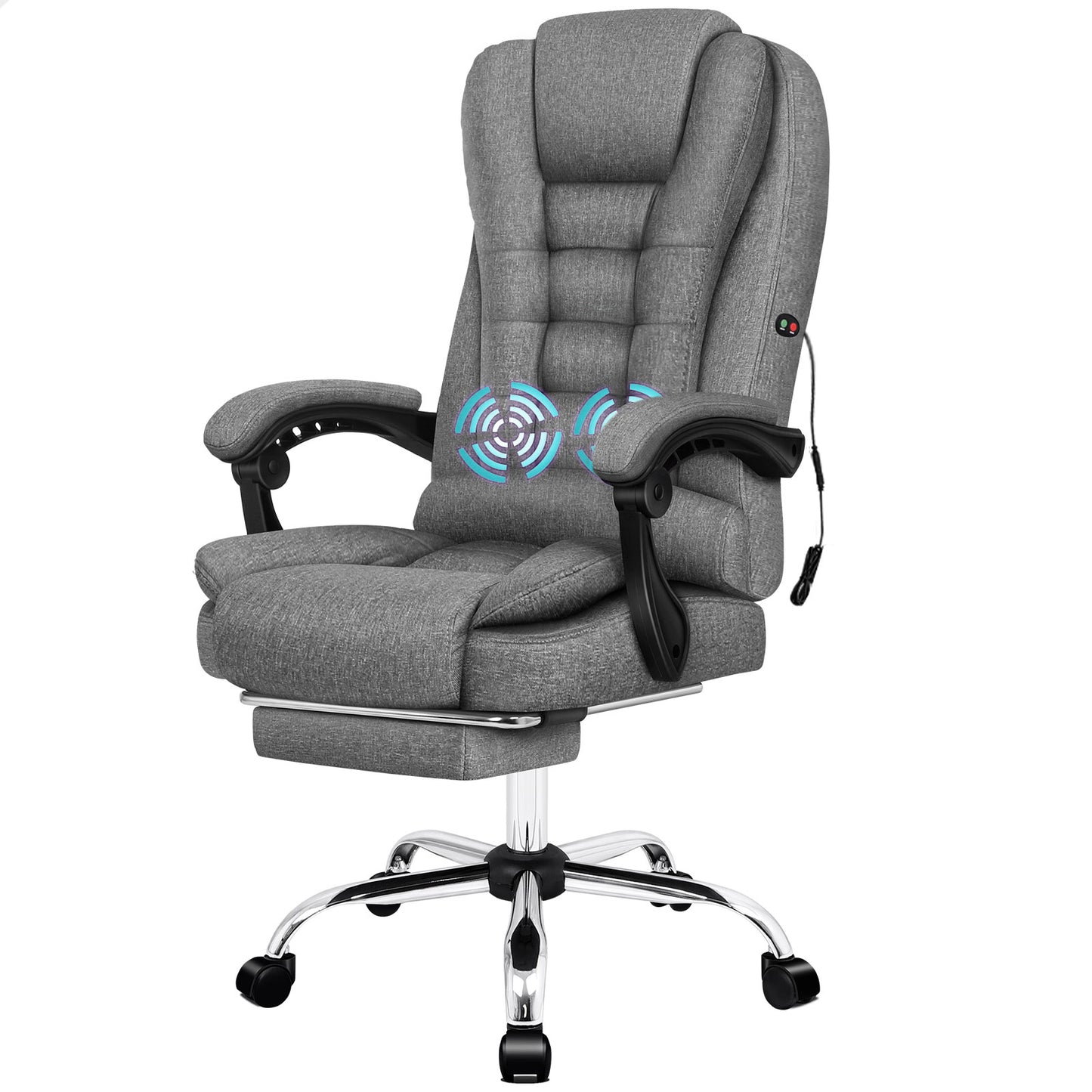 ALFORDSON Massage Bürostuhl Executive Sitz Stoff Gaming Computer Racer, Grau