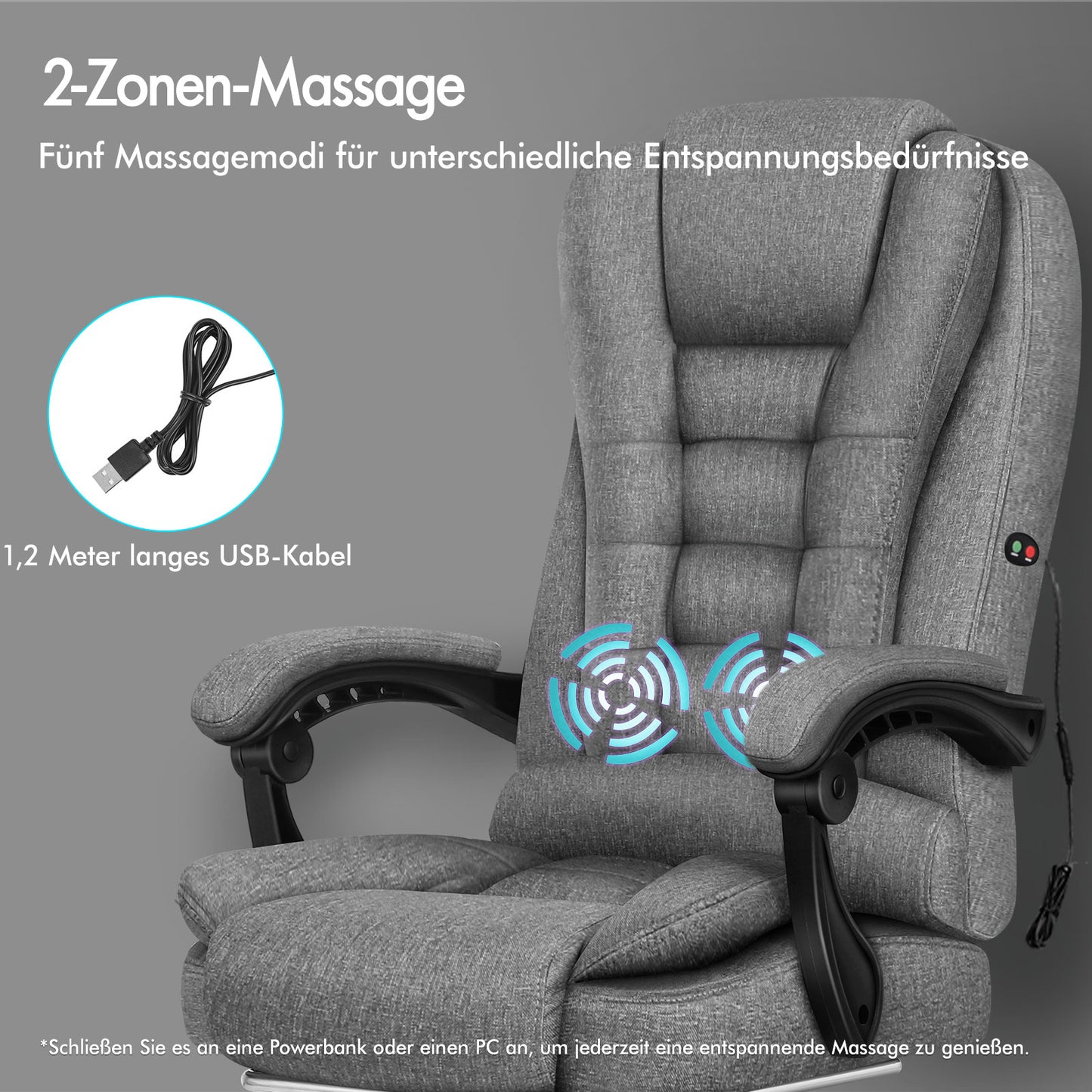 ALFORDSON Massage Bürostuhl Executive Sitz Stoff Gaming Computer Racer, Grau