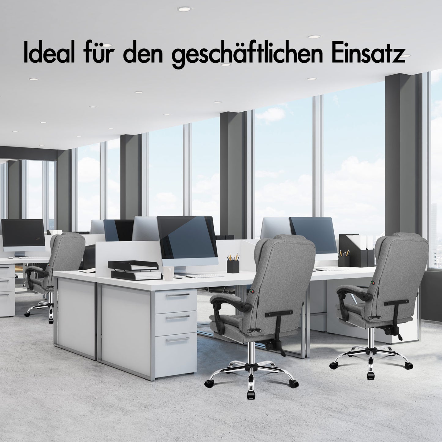 ALFORDSON Massage Bürostuhl Executive Sitz Stoff Gaming Computer Racer, Grau