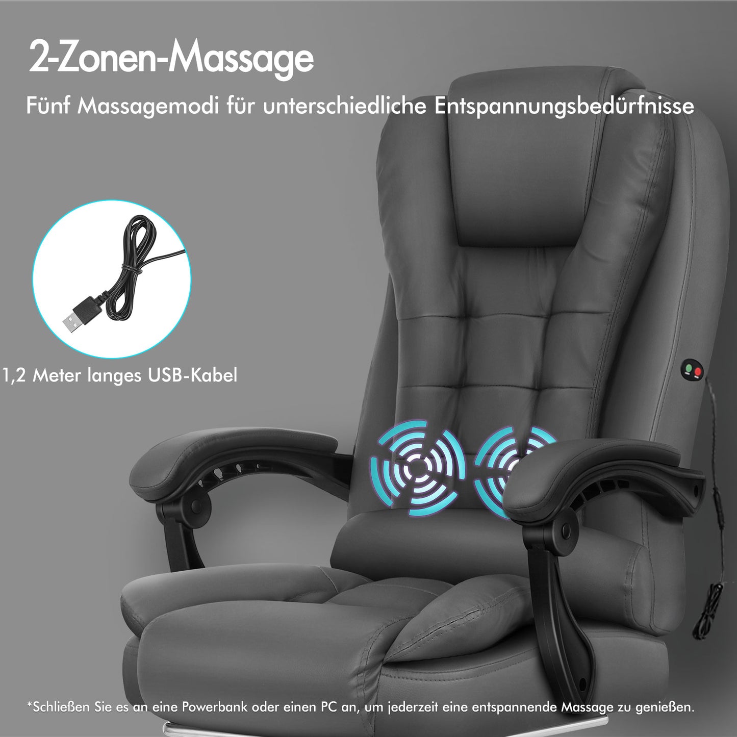 ALFORDSON Massage-Bürostuhl Gaming-Stuhl Executive-Sitz PU-Leder Computer Racer, Grau