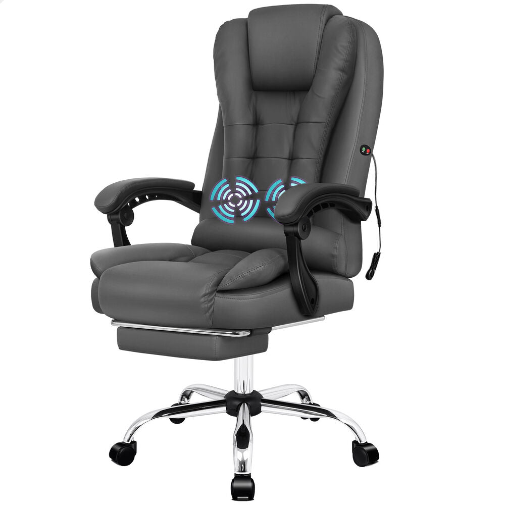 ALFORDSON Massage-Bürostuhl Gaming-Stuhl Executive-Sitz PU-Leder Computer Racer, Grau