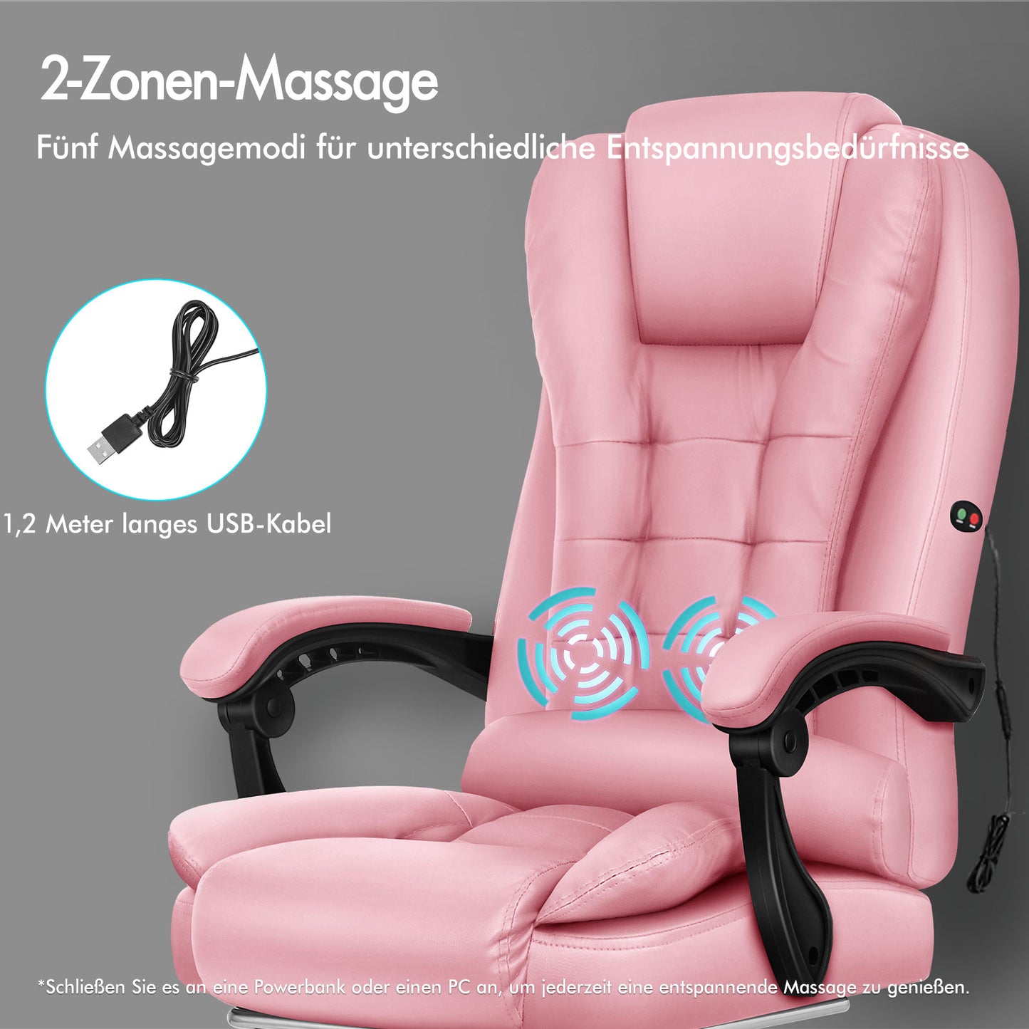 ALFORDSON Massage-Bürostuhl Gaming-Stuhl Executive-Sitz PU-Leder Computer Racer, Rosa